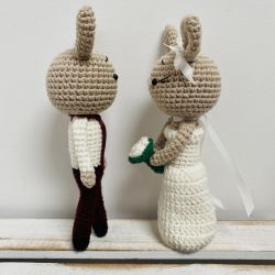 Młoda para króliczki szydełkowe prezent ślubny 11