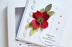 Kartka ŚLUBNA - czerwony clematis