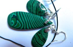 Malachit zielony, elegancka biżuteria srebro