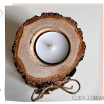 Drewniany świecznik + podstawka - opakowanie prezentowe - 