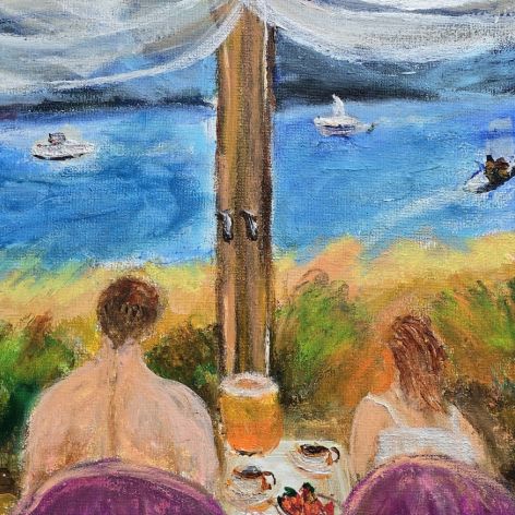 Śniadanie razem, 30x40x1cm,  obraz akrylowy na płótnie 