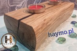 Świecznik drewniany dąb konar żywica epoksydowa Pamela No. 16