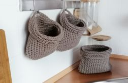 Szydełkowy kosz , wiszący ze sznurka,różne rozmiary.