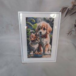 Obrazek diamentowy 20x30cm PIESEK I KOTEK