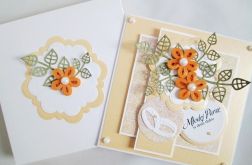 Kartka MŁODEJ PARZE z quillingowymi kwiatami