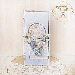 Kartka komunijna pamiątka "BlueRoses3" GOTOWA