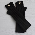 Czarne rękawiczki mitenki  - długie - czarne