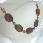 Brązowo-zielone agaty, piękny naszyjnik w kolorach jesieni - 
