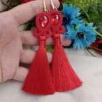 Kolczyki na wesele ślub chwosty czerwone złot - z chwostami