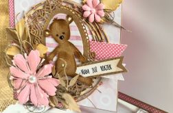 211,Kartka na roczek dla dziewczynki w stylu vintage