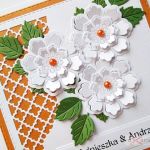 Kartka ROCZNICA ŚLUBU pomarańczowo-biała - Pomarańczowo-biała kartka na rocznicę ślubu z kwiatami