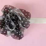 Retro opaska niemowlęca "Groszki z tiulem" - 