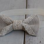 Opaska niemowlęca - Lniana z koronką - 