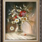 Bukiet Polnych Kwiatów,ręcznie malowany, olej - do biura