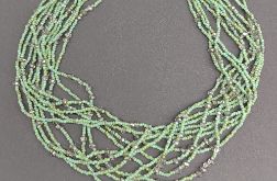 Naszyjnik Krótki Trawertyn Zielone Toho Kryształki