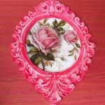 Chustecznik Różowy z różami - Motyw różyczek z 4 stron
