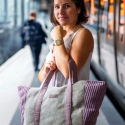 Beżowo-różowa shopperka I