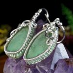Srebrne kolczyki z chryzoprazem zielone - Sterling Silver earrings with Chrysoprase wire wrapped gift for her gift for mom perfect present artisan handcrafted jewelry for women green