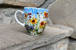 Porcelanowy kubek ręcznie malowany-Polne kwiaty