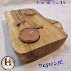 Świecznik drewniany stary dąb sęk żywica bio-olej Pamela No. 15