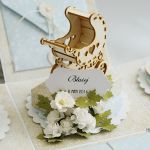 Z wózeczkiem na chrzest (błękit) - 