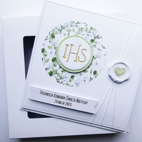 Delikatna kartka na Komunię ręcznie robiona