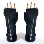 Rękawiczki czarne polarowe z kieszeniami - 