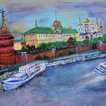 KREML, MOSKWA, OBRAZ AKRYLOWY NA PŁÓTNIE,  40X50X2 CM. - 