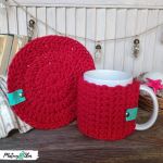 Kubek w sweterku i podkładka ~ czerwony - 