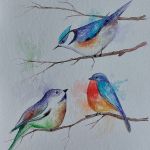 Kolorowe ptaki-akwarela formatu 24/32 cm  - 