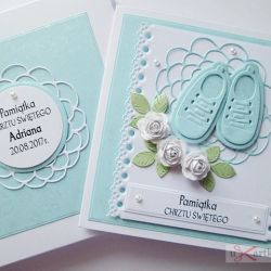 Kartka PAMIĄTKA CHRZTU z bucikami #10
