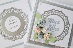 Kartka MĄŻ & ŻONA srebrzysto-pastelowa