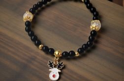 Czarna bransoletka z reniferkiem
