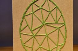 Kartka Wielkanocna - ręcznie haftowana - Pisanka zielona (jasny)