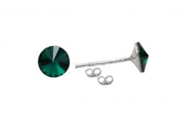 Kolczyki 6mm srebro Swarovski Emerald