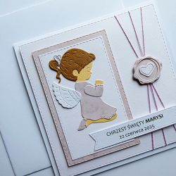 Delikatna kartka na Chrzest z aniołkiem