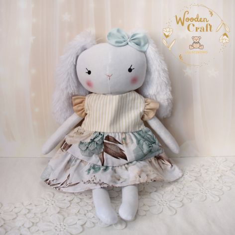 Króliczek Nela przytulanka miętowa sukienka