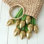 TULIPANY, złoty bawełniany bukiet - bukiet złotych tulipanów