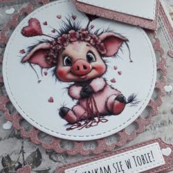 Kartka na walentynki ze świnką, nietypowy napis