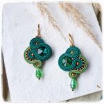 Kolczyki sutasz soutache Swing zielone  - Boho