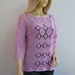 Szydełkowy sweter -bluzka w kolorze lila - bluzka