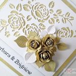 Kartka ROCZNICA ŚLUBU ze złotymi różami - Kartka na rocznicę ślubu ze złotymi różami