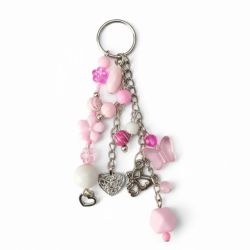 Różowo srebrny pastelowy breloczek
