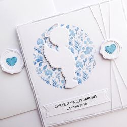 Kartka na Chrzest z aniołkiem-chłopczykiem