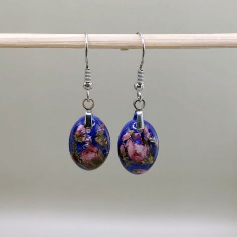 Komplet biżuterii - Kwiaty w Nocy ręcznie robiony zestaw z żywicy