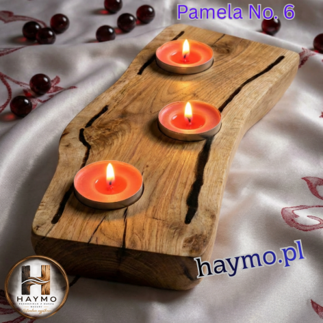 Świecznik dąb żywica sęk masywny Pamela No. 6