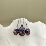 Komplet biżuterii - Kwiaty w Nocy ręcznie robiony zestaw z żywicy - 2