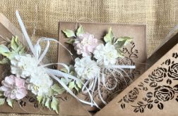 168,ślubny komplet w kolorze eco, kartka w pudełku z torebką