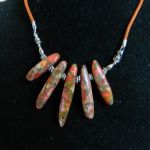 Pomarańczowy jaspis cętkowany, naszyjnik, kolia, wisior - 