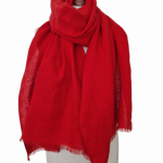 SZAL DAMSKI LNIANY CZERWONY FELTMONDO  - Szal lniany